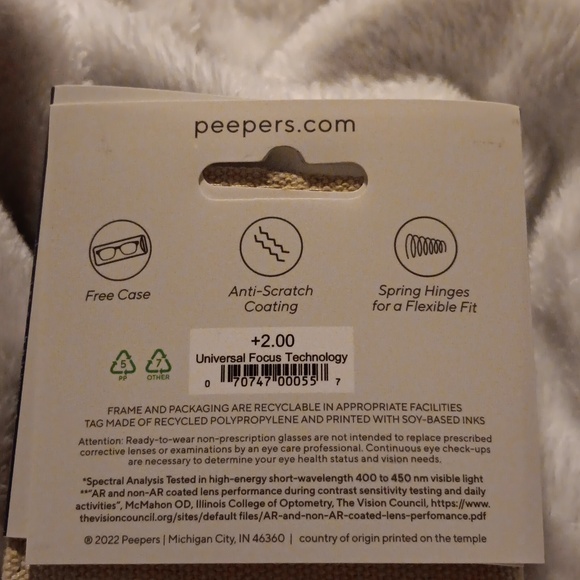 Peepers Glasses +2.00 burgundy w glass case - Picture 5 of 6